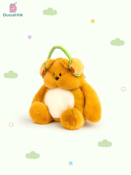 Peluş Ayı ve Tavşan Sırt Çantası - Donut Kulaklıklı Bebek - 40cm