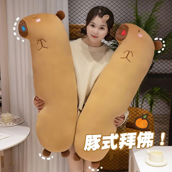 Kapibara Peluş Yastık - Buzlu Kahve Kırmızısı - 80cm - 11