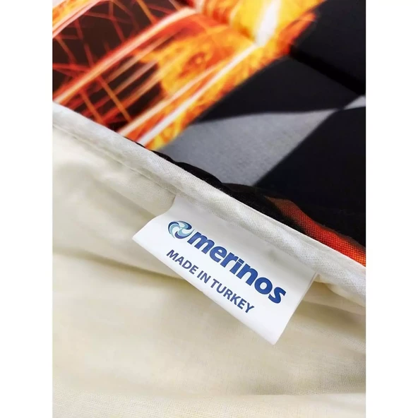 Merinos Race Pamuklu Tek Kişilik Çocuk Genç Yorgan-Siyah Kırmızı - 3