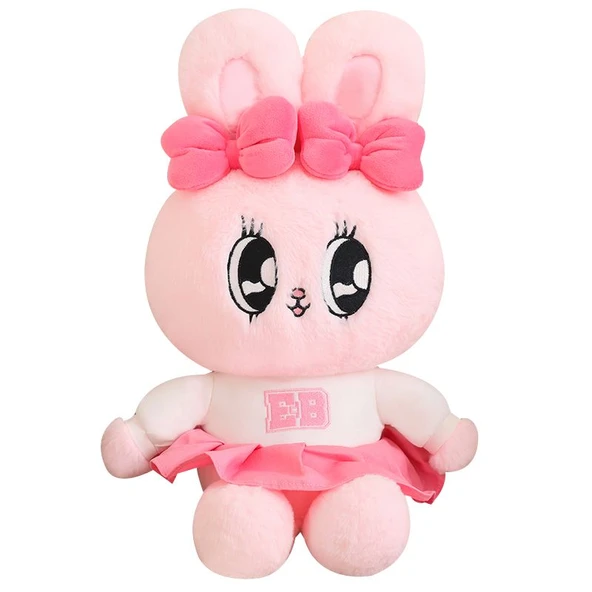 Peluş Tavşan Oyuncak - Pembe Elbiseli 27cm - 10