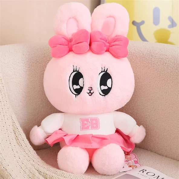 Peluş Tavşan Oyuncak - Pembe Elbiseli 27cm