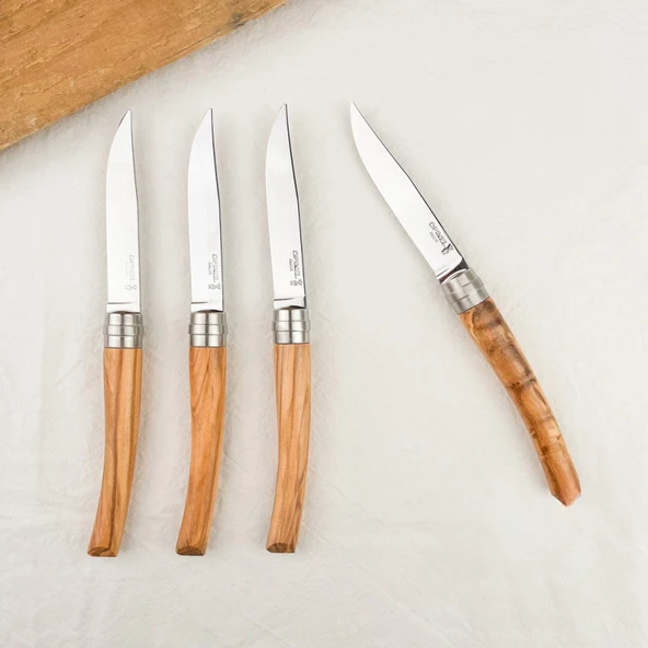 Opinel Chic 4'lü Et Bıçağı Seti - Zeytin Ağacı (Olive Wood) - 3
