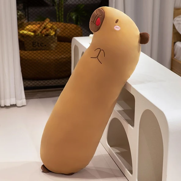 Kapibara Peluş Yastık - Buzlu Kahve Kırmızısı - 80cm - 5