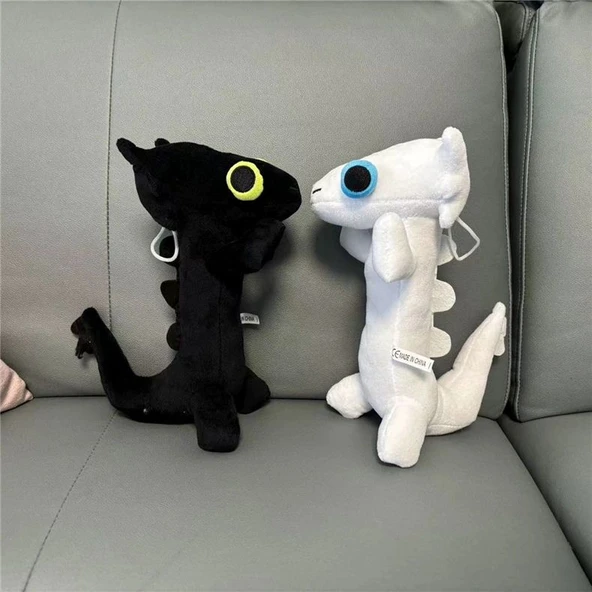 Dans Eden Dişsiz Ejderha Peluş Oyuncak - Beyaz 25cm - 10