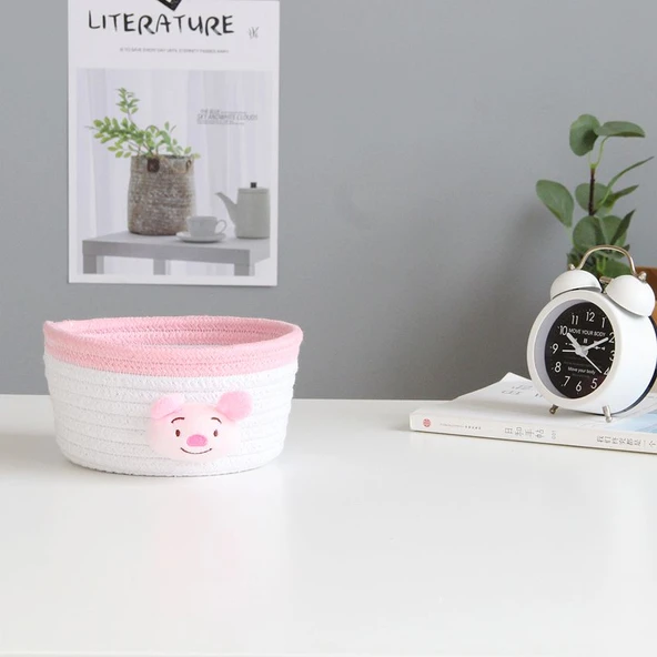 Çizgi Karakter Pamuk İpliği Küçük Sepet - My Melody 16.5x9cm - 6