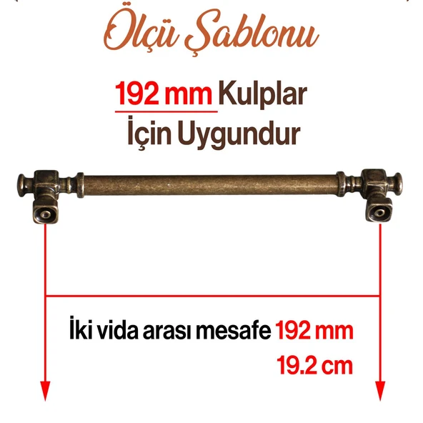 Mobilya Mutfak Çekmece Dolap Kulpu Kulbu Kulpları Eskitme Antik Sarı Düz Metal 192 mm 19.2 cm - Resim 3