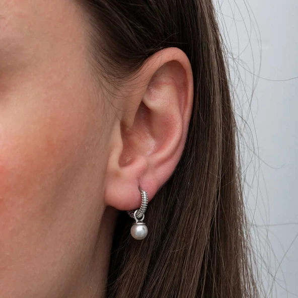 Gümüş İnci Kadın Küpe - Resim 5