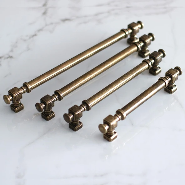 Mobilya Mutfak Çekmece Dolap Kulpu Kulbu Kulpları Eskitme Antik Sarı Düz Metal 192 mm 19.2 cm - Resim 2