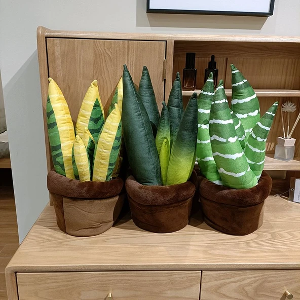 Büyük Saksı Bitki Peluş Oyuncak - Aloe Vera - 20x43cm - 2