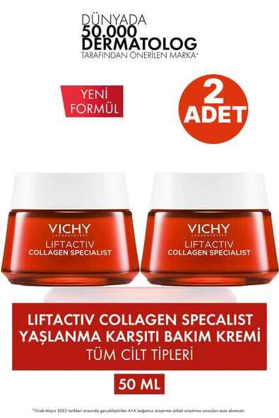 Vichy Liftactiv Collagen Specialist Yüz Kremi 50 ml 2 ADET