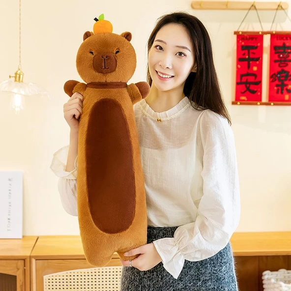 Kapibara Peluş Yastık - Kahverengi 110cm - 6