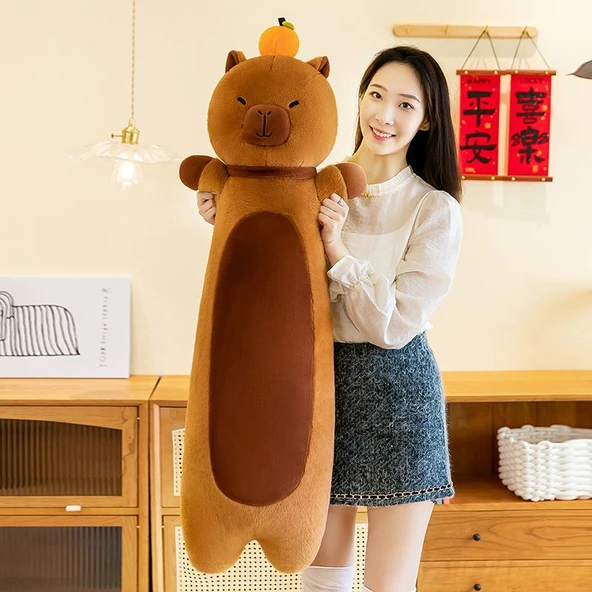 Kapibara Peluş Yastık - Kahverengi 110cm - 4