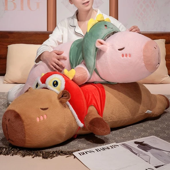 Kapibara Peluş Uzun Yastık - Kahverengi Tavuk, 80cm - 5