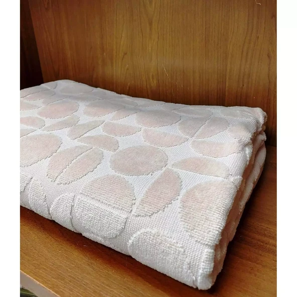 Özdilek Kadife Pamuk Büyük Boy Banyo Havlusu (90x150)-Circular Bej