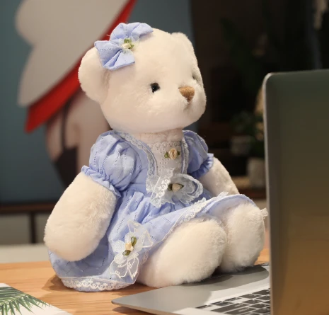 Elbiseli Peluş Oyuncak Ayı - Mor, 75cm