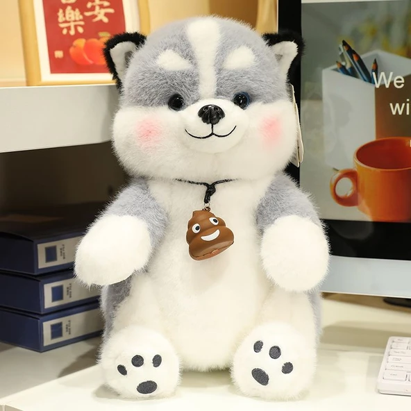 Peluş Oyuncak Köpek - Gri - 40cm