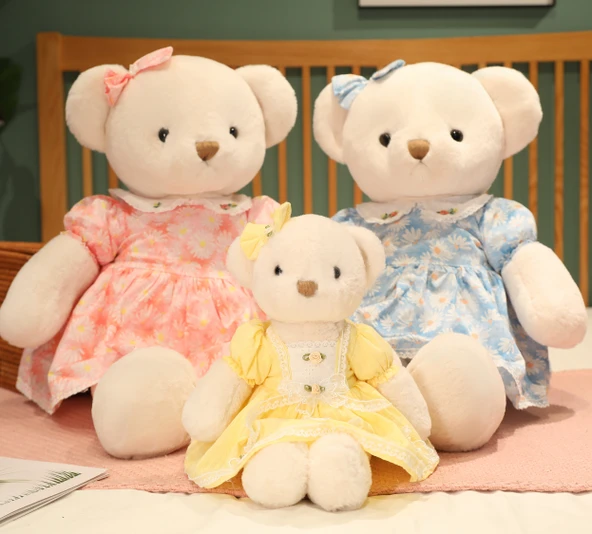 Elbiseli Peluş Oyuncak Ayı - Mor, 75cm - 7