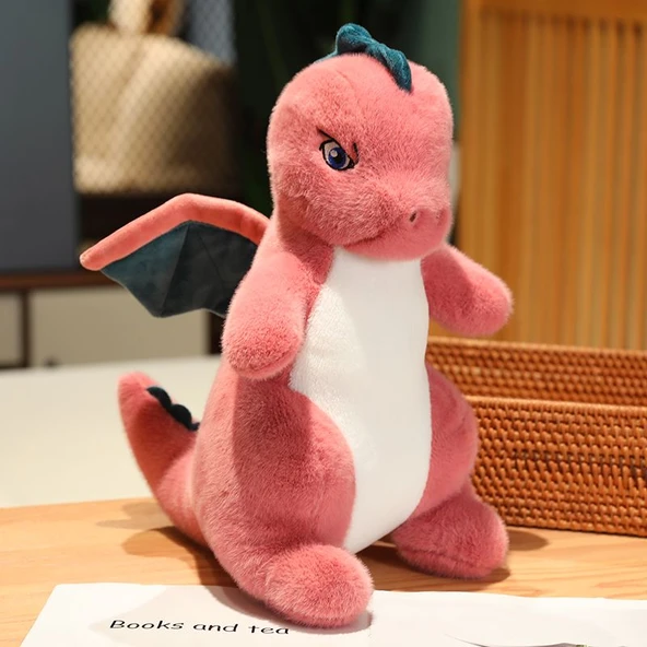Pembe Dinozor Pterodaktil Peluş Oyuncak - Vizon Kadife - 23cm