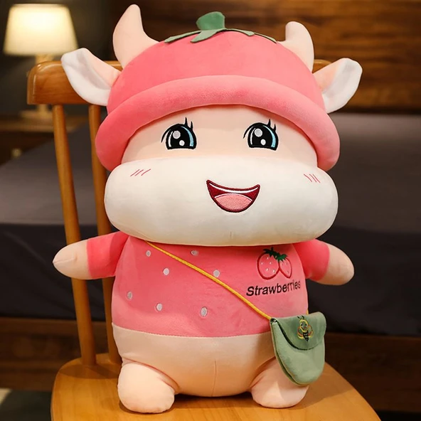 Meyve Sebze İnek Peluş Oyuncak - Çilek - 40cm