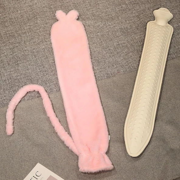 Uzun Peluş Sıcak Su Torbası - Pembe 72cm