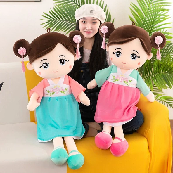 Hanfu Elbisesiyle Anna Kız Peluş Oyuncak Bebek - Mor - 40cm - 8