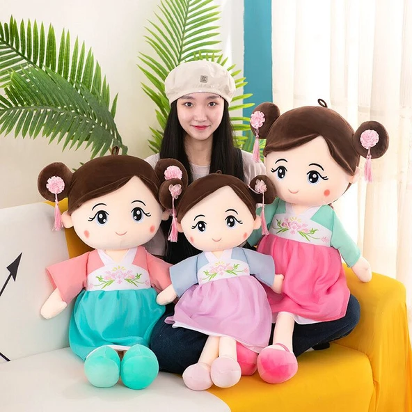 Hanfu Elbisesiyle Anna Kız Peluş Oyuncak Bebek - Mor - 40cm - 7