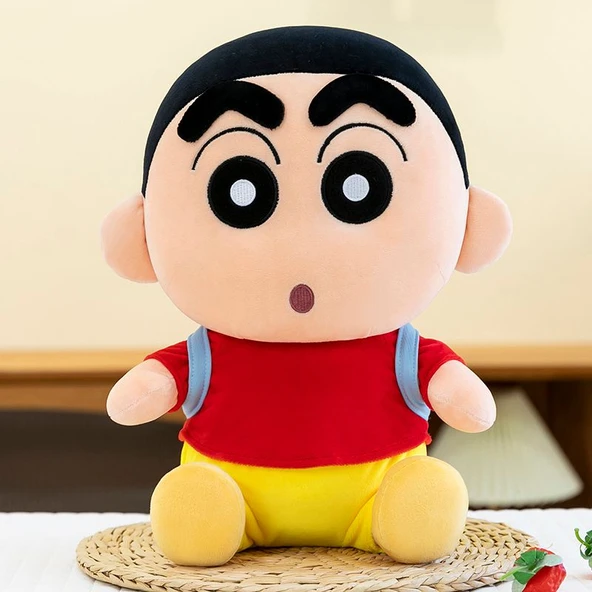 Sırt Çantalı Şin-çan Peluş Oyuncak - Kırmızı Kıyafetli 30cm