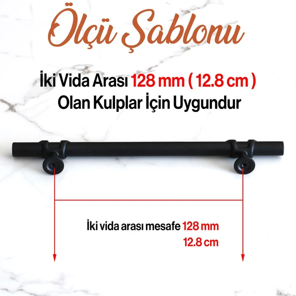 Mobilya Çekmece Mutfak Dolabı Dolap Kapak Kulpları Kulbu Kulpu Siyah Metal Kulp 128 mm-12.8 cm - Resim 3