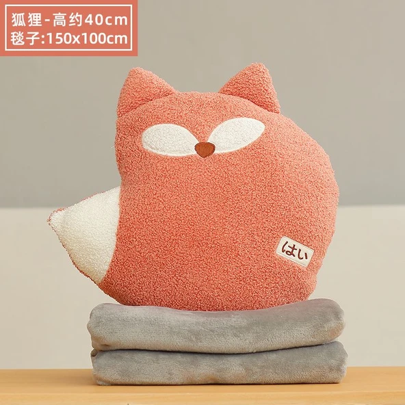 Çizgi Film Hayvan Peluş Oyuncak Bebek - Kedi ve 1*1.6m Battaniye