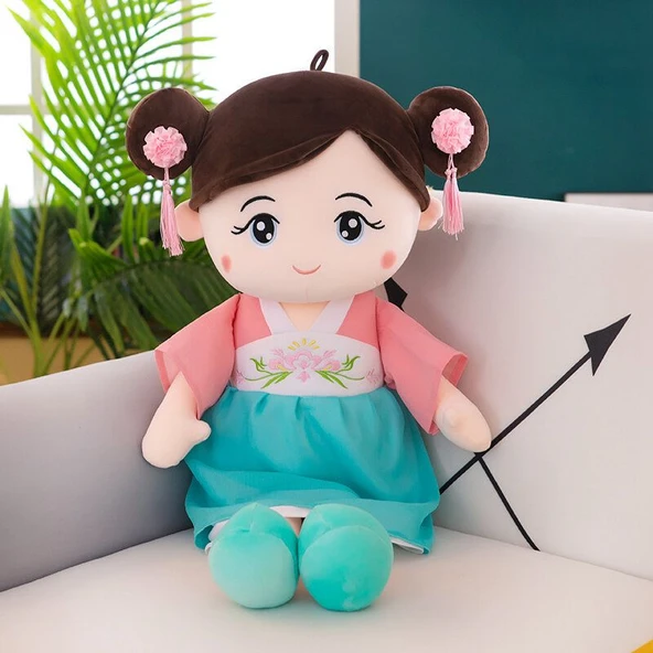 Hanfu Elbisesiyle Anna Kız Peluş Oyuncak Bebek - Mor - 55cm - 5