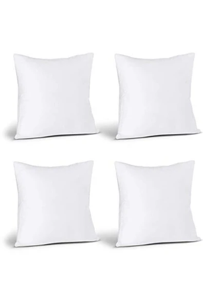 4 Lü Kare Silikon Boncuk Elyaf Iç Yastık Içi Kırlent Kılıf 43x43 Beyaz