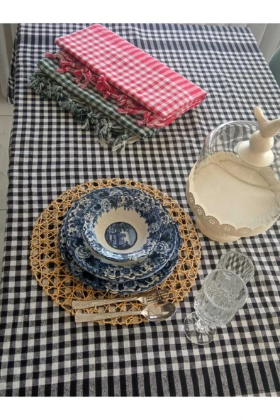 3'lü Paket Çok Amaçlı Sofra Bezi & Piknik Örtüsü  Masa Örtüsü Siyah, Kırmızı, Yeşil Renk 170x170 Cm - 3