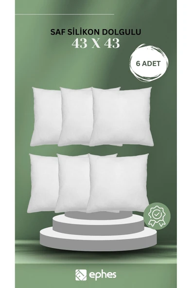 43 x 43 cm Saf Silikon Dolgulu 6 Adet İç Yastık Kırlent