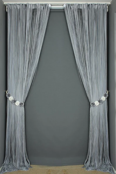 DÜZ İP PERDE GRİ ÇİFT RENK HAZIR İP PERDE 300 X 280 cm - 3