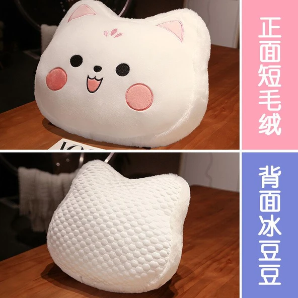 Kedi Çift Taraflı Peluş Yastık Battaniye 35x40cm (1*1.7m)