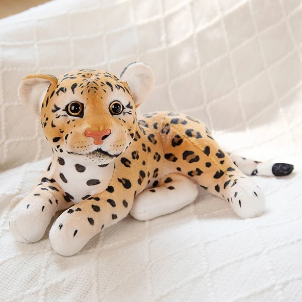 Leopar Peluş Oyuncak - Yatan Model - 15x35cm