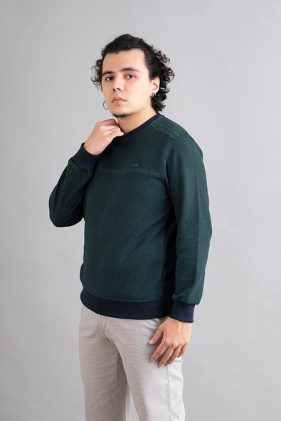 NOTRA REGULAR FİT ERKEK SELANİK KUMAŞ TRİKO KAZAK - 10