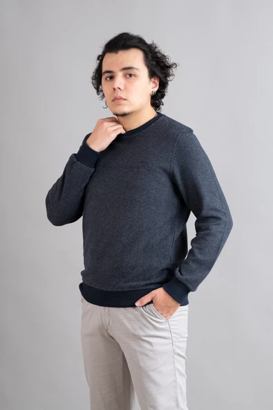 NOTRA REGULAR FİT ERKEK SELANİK KUMAŞ TRİKO KAZAK - 3