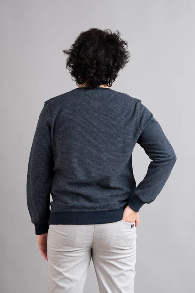 NOTRA REGULAR FİT ERKEK SELANİK KUMAŞ TRİKO KAZAK - 4