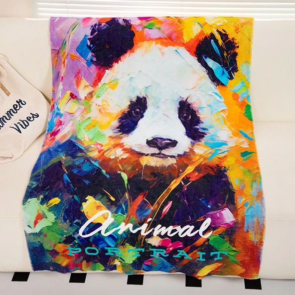 Hayvan Şeker Yastık Panda Battaniye 120x170cm