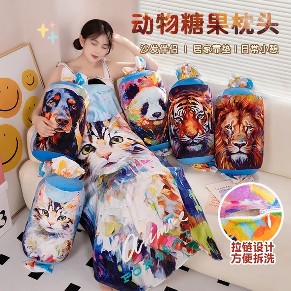 Hayvan Şeker Yastık Panda Battaniye 120x170cm - 4