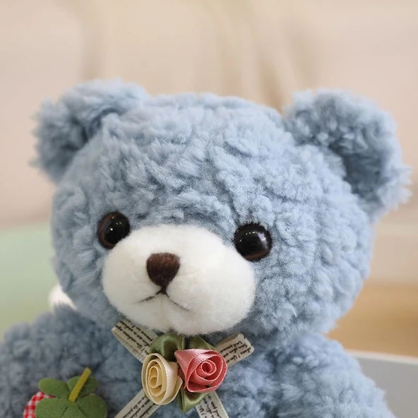 Çilek Aşkı Peluş Oyuncak Ayı 20cm - Süt Beyazı + Hediye Çantası - 11