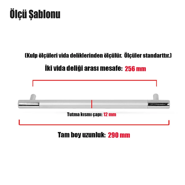 Hitit Çekmece Dolap Dolabı Kapak Kulpu Kulpları Kulbu 256 Mm Mat Krom Kulp (4 ADET) Mobilya Mutfak - 4