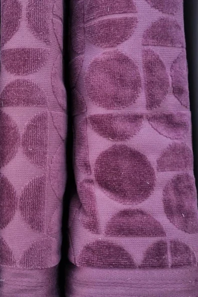 Özdilek Kadife Pamuk Büyük Boy Banyo Havlusu (90x150)-Circular Mürdüm - 3