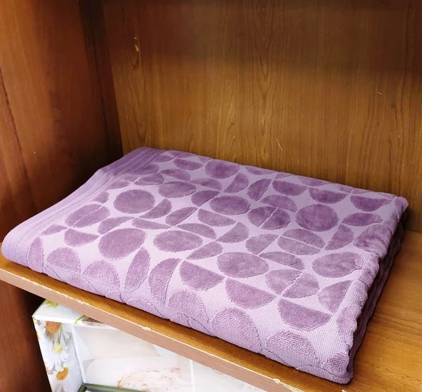 Özdilek Kadife Pamuk Büyük Boy Banyo Havlusu (90x150)-Circular Mürdüm