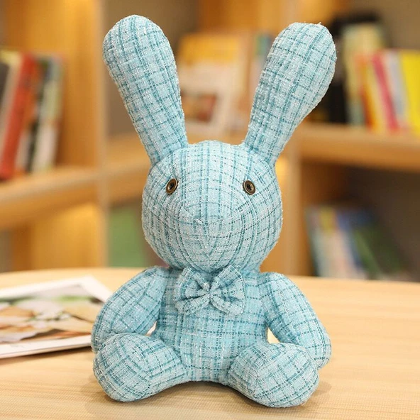 Tavşan Peluş Oyuncak Bebek - Yeşil, Gözlü, 32cm - Resim 8