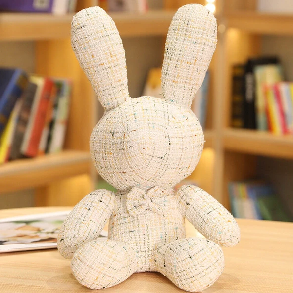 Tavşan Peluş Oyuncak Bebek - Beyaz, Gözsüz, 40cm