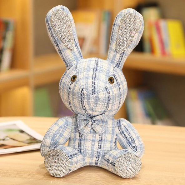 Tavşan Peluş Oyuncak Bebek - Yeşil, Gözlü, 32cm - Resim 11