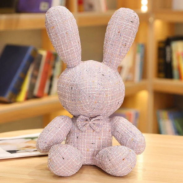 Tavşan Peluş Oyuncak Bebek - Yeşil, Gözlü, 32cm - Resim 3