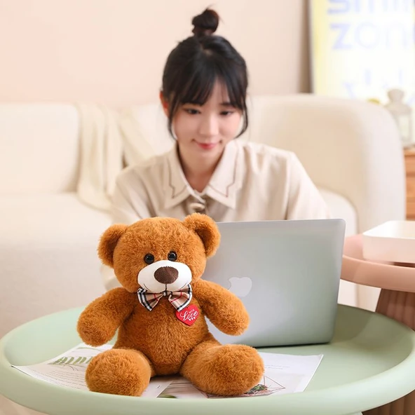 Çilek Aşkı Peluş Oyuncak Ayı - Bez Çanta - 35cm - 11
